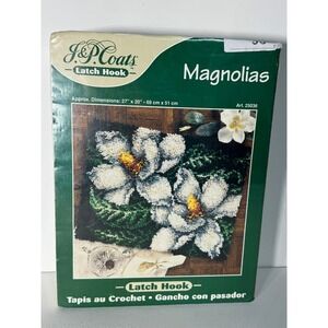J&P Coats Latch Hook Kit Magnolias Floral Rug Art 25036 Vintage 2000 New Sealed